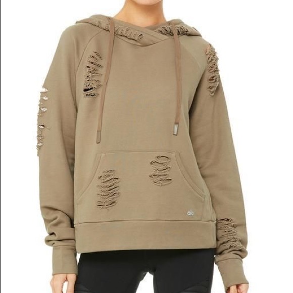 distressed hooded sweatshirt